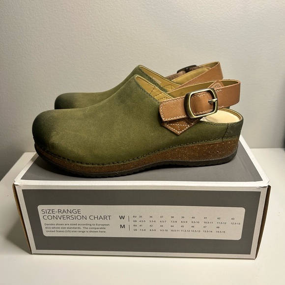 DANSKO Olive Green Leather Slingback Clogs - Picture 4 of 9